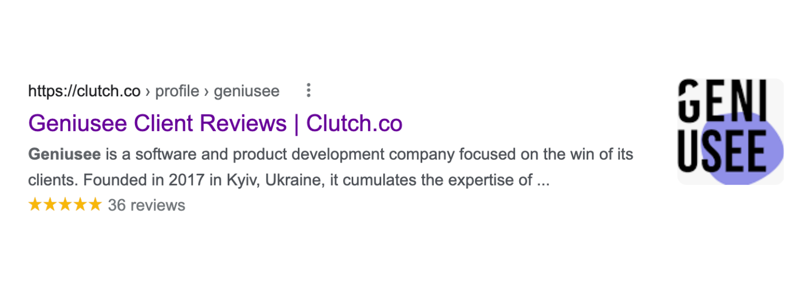 Geniusee on Clutch Google Preview