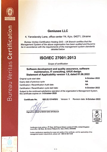 ISO 27001:2013 Information security management system