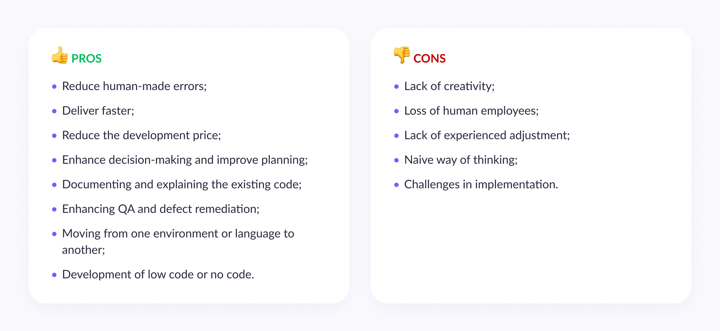 Pros and cons of AI-assisted development